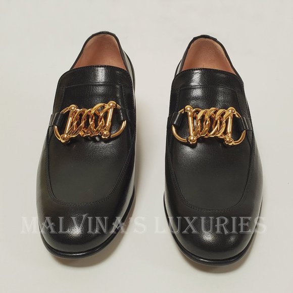 GUCCI SHOES EBAL BLACK LEATHER HORSEBIT CHAIN LOAFERS ICE LOLLY sz 39 9 US - Picture 10 of 16